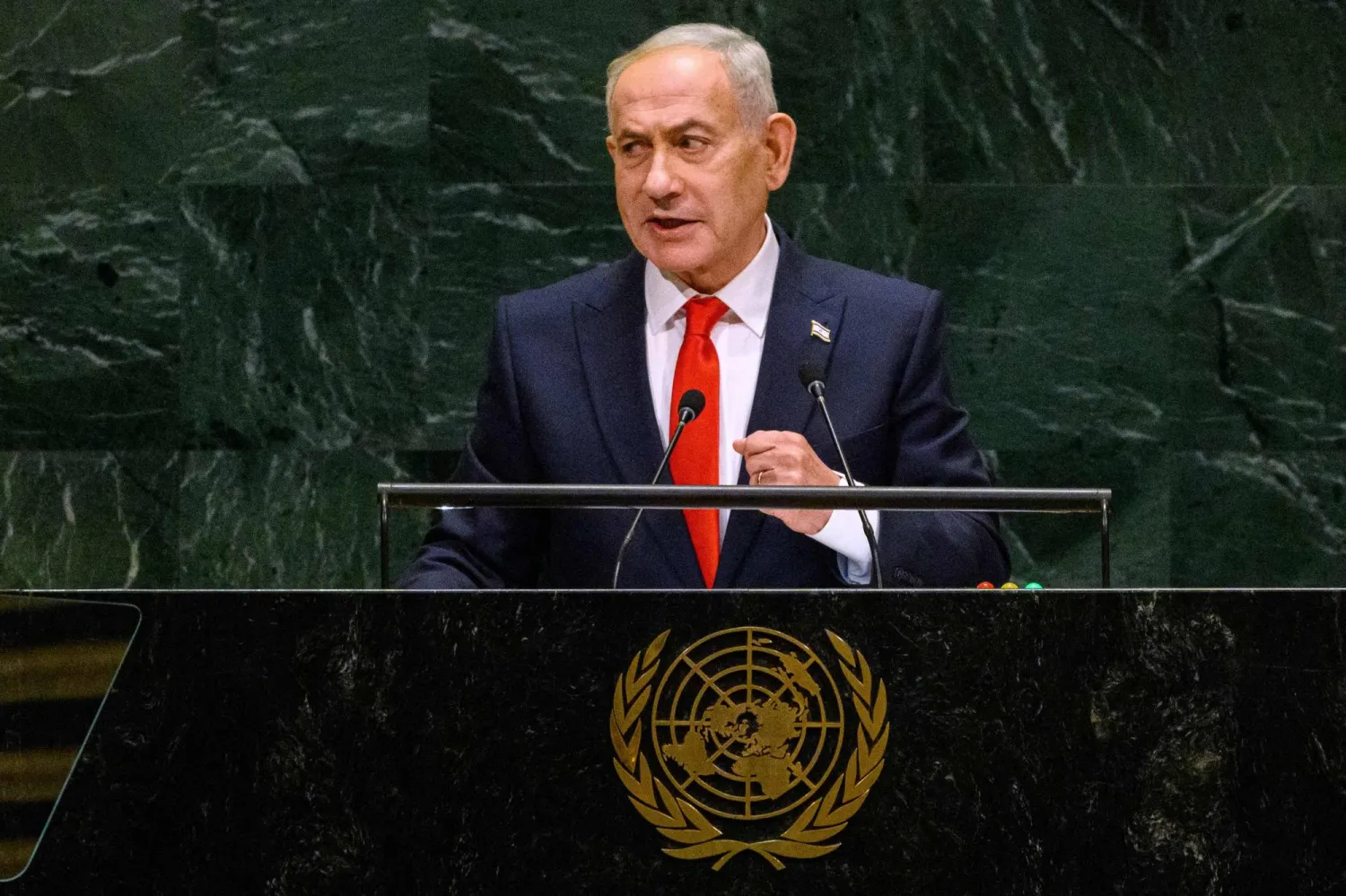  Israeli Prime Minister Benjamin Netanyahu addresses the 81st session of the UN General Assembly at UN Headquarters in New York on September 24, 2026. Photo: Getty Images via AFP