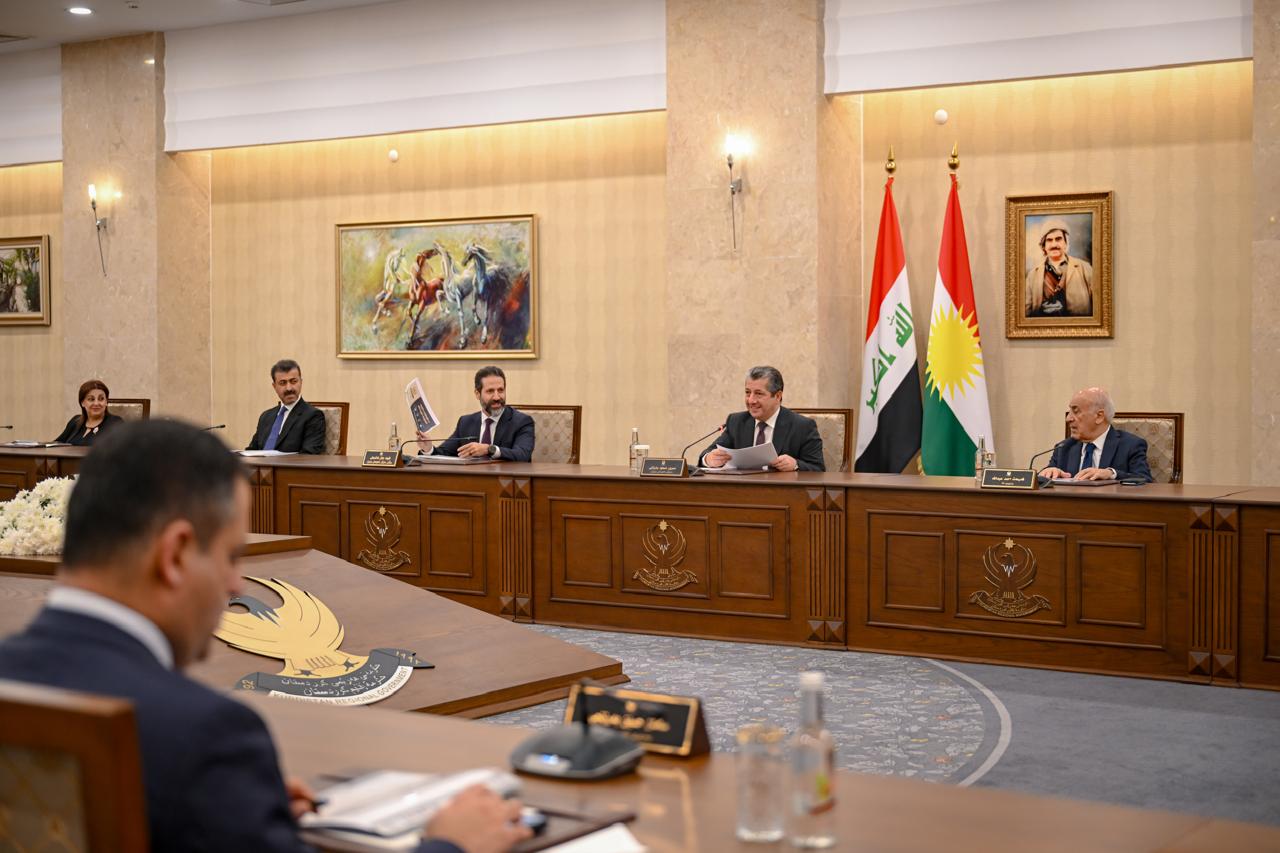 Ministers attend a Kurdistan Regional Government (KRG) cabinet meeting in Erbil on October 15, 2025, to discuss the region’s financial situation and coordination with Baghdad.  Photo: KRG