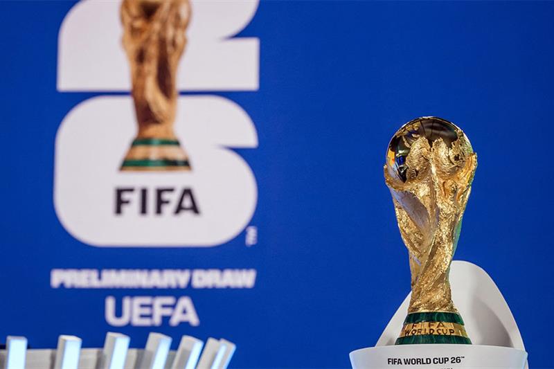 File Photo: The World Cup Trophy displayed ahead of the draw of the groups of the European qualifiers for the 2026 FIFA World Cup in Zurich, Switzerland. AFP 