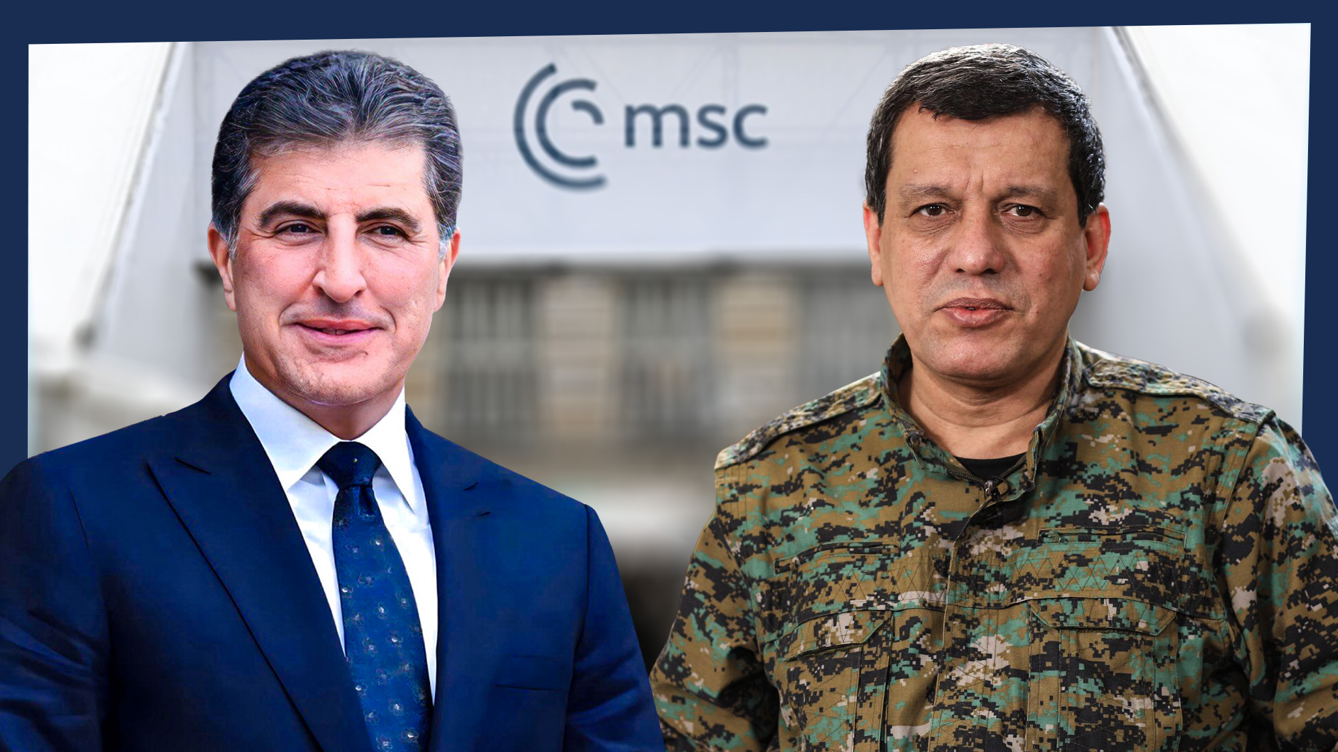 Kurdistan Region President Nechirvan Barzani. (LEFT) Mazloum Abdi, commander-in-chief of the Syrian Democratic Forces (SDF). (RIGHT)