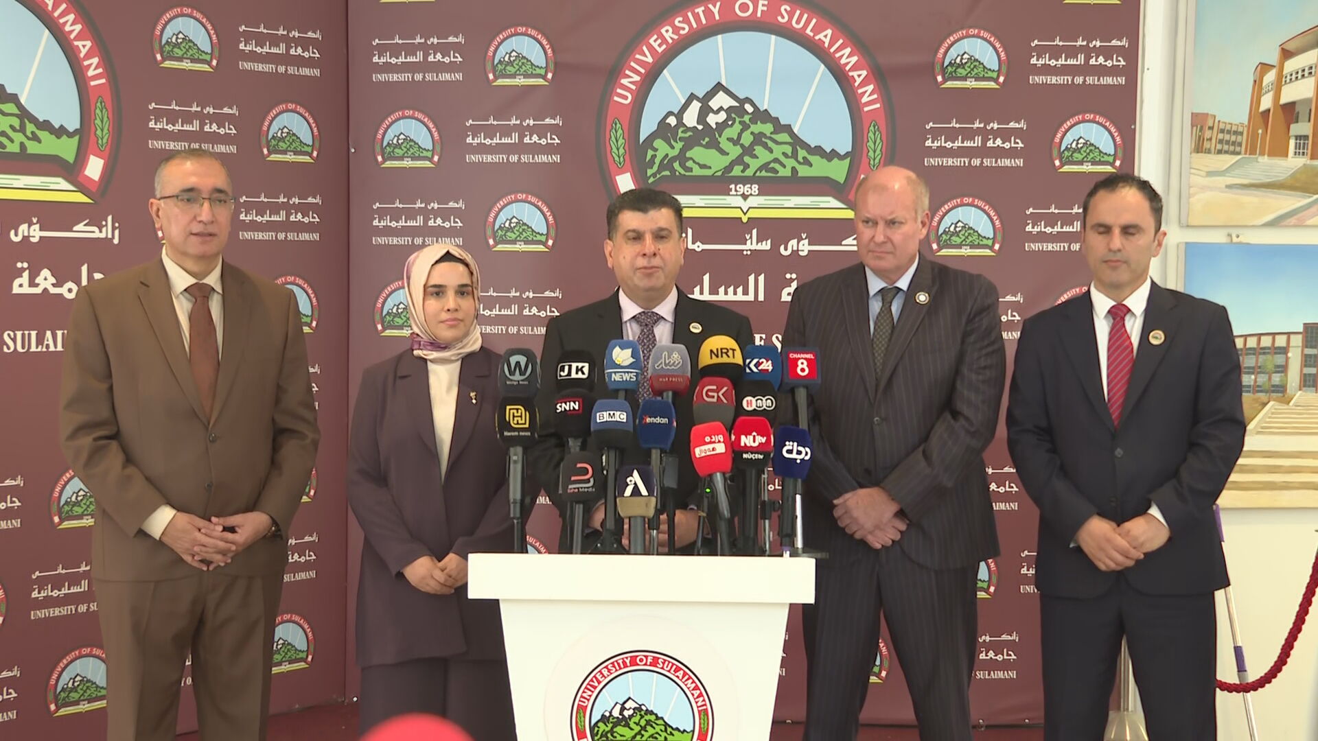 Kosar Mohammed, the President of the University of Sulaimani, in a press conference
